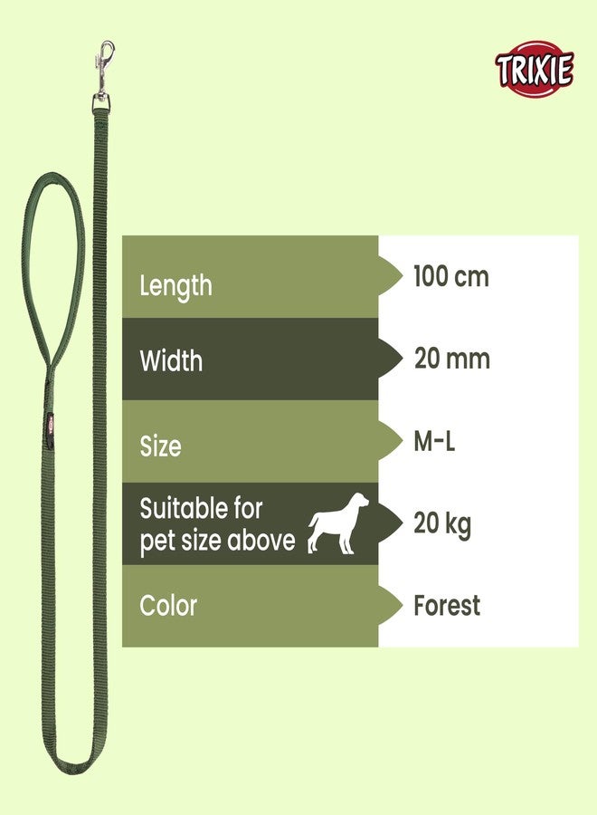 Trixie Combo of Trixie Premium Nylon Adjustable Dog Leash with Stainless Steel Hooks - M-L (20mm, Forest Color) and Sports Ball Natural Rubber Toy for Dog - Image 2